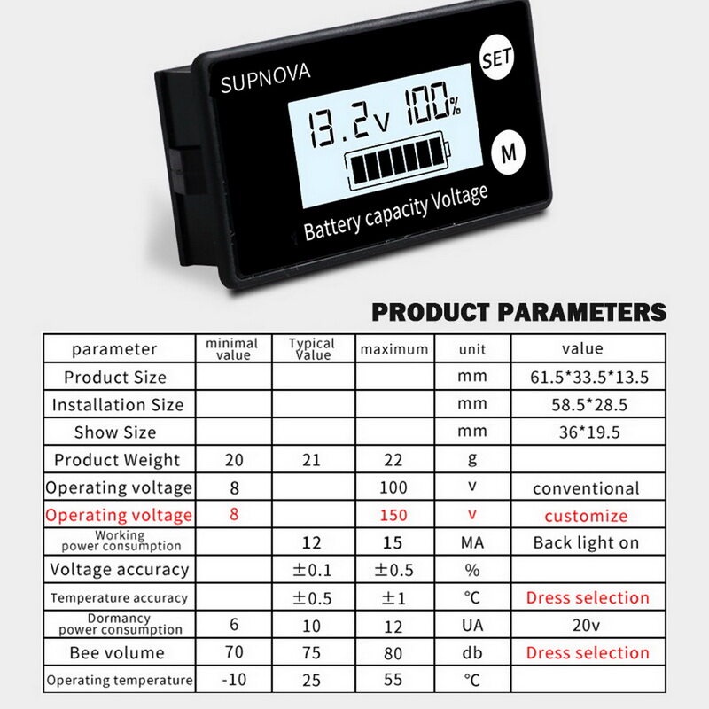 999diy-โวลต์มิเตอร์วัดความจุแบตเตอ-dc-8-72v-หน้าจอ-lcd-วัดแรงดัน-มิเตอร์วัดปริมาณแบตเตอรี่-battery-capacity-โวลต์ดิจิตอล