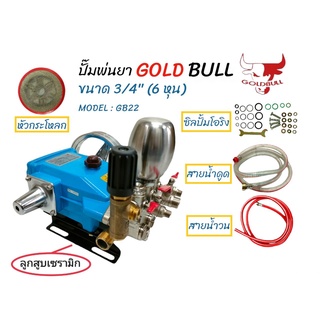 ปั้มพ่นยา 3 สูบ GOLUBULL รุ่น GB-22 ลูกสูบเซรามิก ปั้มพ่นยา 3 สูบ ไม่อัดจารบี (01-0315)