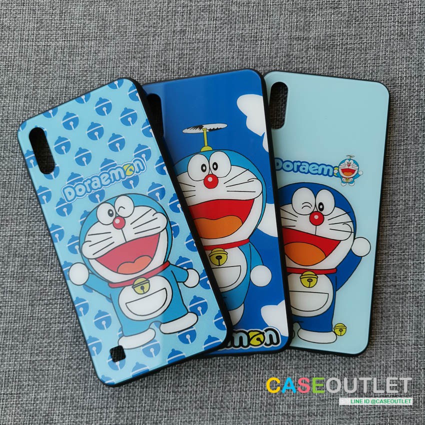 เคส-samsung-a10-ขอบยาง-หลังกระจก-กันรอย-โดเรมอน