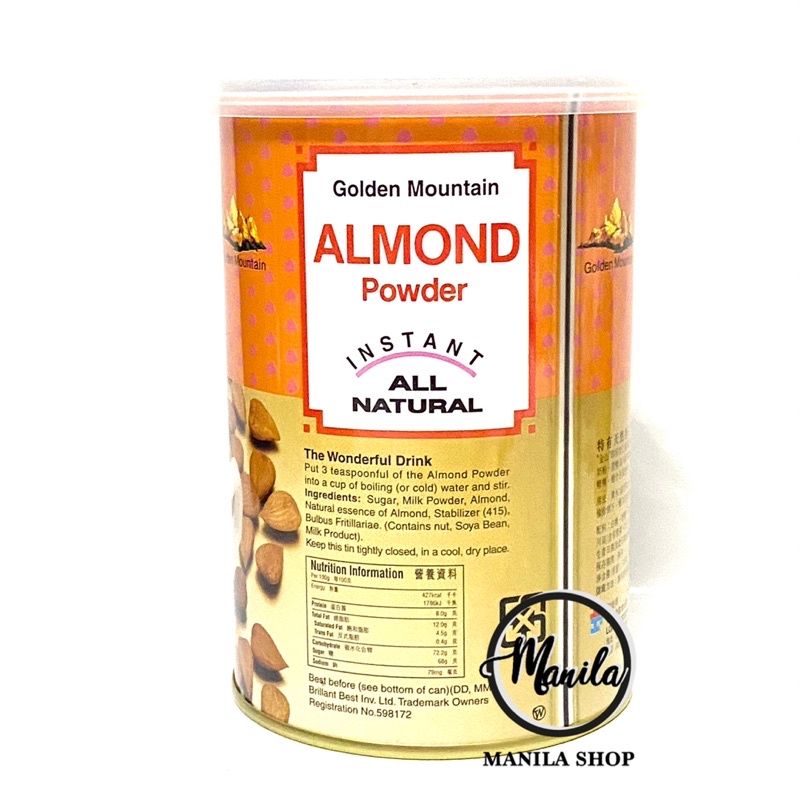 ภาพหน้าปกสินค้าผงอัลมอนด์ แบบหวานน้อย สำหรับชงดื่ม Almond Powder ตรา Golden Mountain ของฮ่องกง 350g จากร้าน manilashop บน Shopee