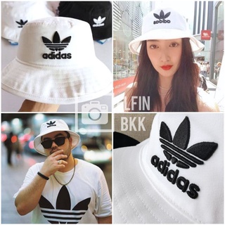 แท้ 💯 Adidas Adicolor Bucket Hat หมวกบักเก็ต หมวกปีกกว้าง อดิดาส อาดิดาส โลโก้ Trefoil สีขาว/สีดำ/สีชมพู/สีพีช