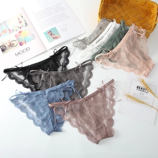 สินค้าพร้อมส่งจากไทย💥Angle Bra 💥(N652)กางเกงในผ้าลูกไม้  ผ้ายืดนุ่มใส่สบาย ดีเทลขอบยางคู่ แต่งโบว์น่ารัก