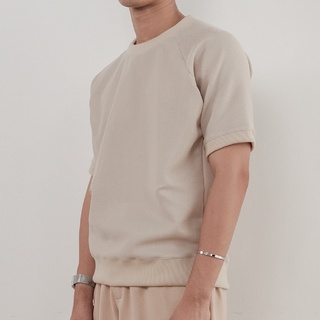 18 Haus Net Roundneck T | เสื้อคอกลมผ้าตาข่ายกึ่งทึบสีเบจ