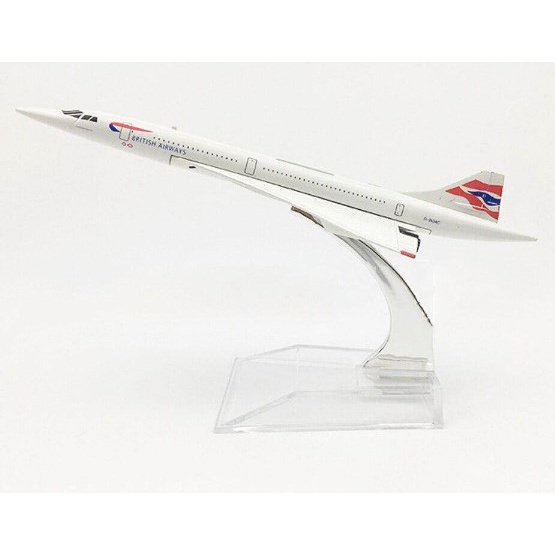 โมเดลเครื่องบิน-พร้อมส่งจากไทย-บริตติช-แอร์เวย์-british-airways-concorde-ขนาด-16cm-มีขาตั้งโชว์