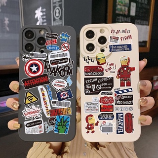 เคสโทรศัพท์มือถือ ขอบสี่เหลี่ยม ลาย iron Man สําหรับ iPhone 14 Plus 13 Pro Max 12 iPhone 11 XR 8 7 SE 2022