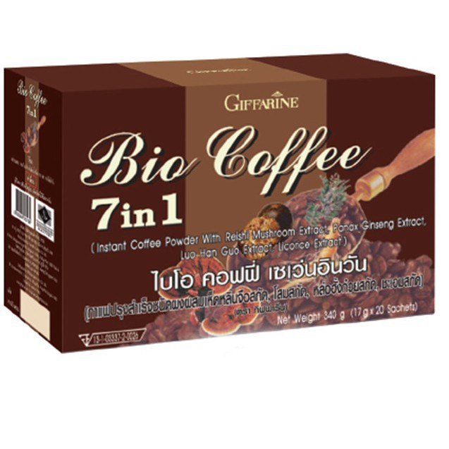 bio-coffee-7-in-1-giffarine-ไบโอ-คอฟฟี่-เซเว่นอินวัน-กิฟฟารีน-กาแฟปรุงสำเร็จชนิดผง-ผสมเห็ดหลินจือสกัด