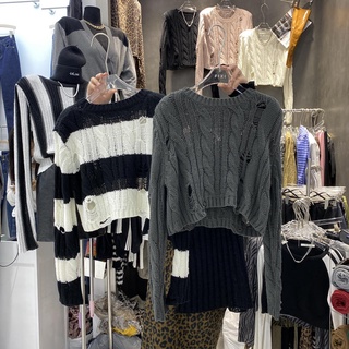 Ma เสื้อกันหนาวแขนยาว ผ้าถัก ทรงหลวม สไตล์เกาหลี แฟชั่นฤดูใบไม้ร่วง