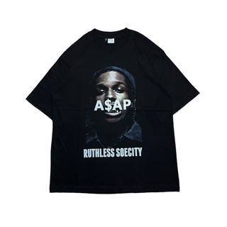 เสื้อยืดโอเวอร์ไซส์เสื้อยืด ลาย Ruthless Smoke ROCKY สีดําS-3XL