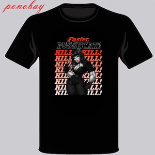 เสื้อยืดวินเทจเสื้อยืดผ้าฝ้าย 100% พิมพ์ลายหนัง Pussycat Kill Kill Kill คุณภาพสูง ของขวัญวันพ่อ แฟชั่นสําหรับผู้ชายS-5XL