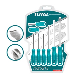 TOTAL ไขควง 8 ตัวชุด (ปากแบน + ปากแฉก) รุ่น THTDC250801 (8 pcs Screwdriver Set) ชุดไขควง ไขควงชุด