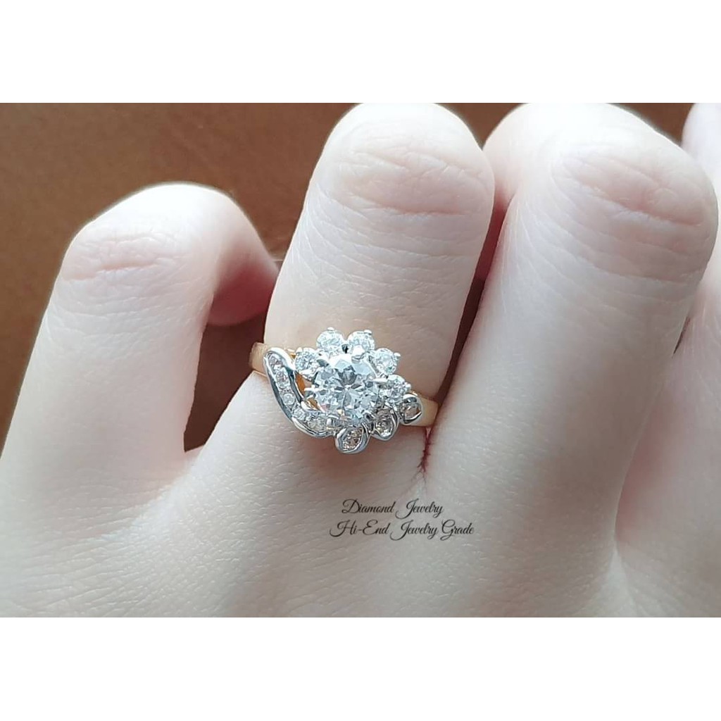 diamond-ring-แหวนเพชร-cz-แท้-ดีไซน์สวยหรู-ขนาดกำลังสวย-เพชรขาวใสมากๆๆๆ-เล่นไฟดีเว่อร์ๆ