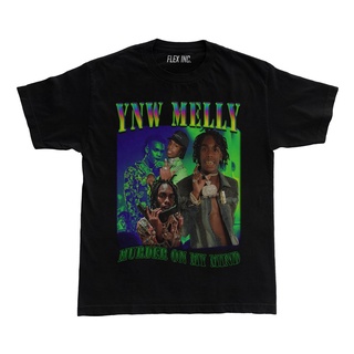 ราคาถูกYnw Melly Murder on My Mind Oversize Vintage Bootleg Rap T Shirt V1 S-5XL