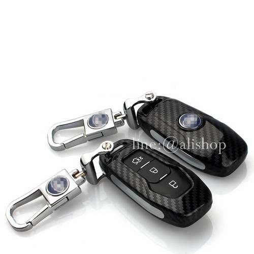 กรอบ-เคส-ใส่กุญแจรีโมทรถยนต์-all-new-ford-mustang-smart-key-ลายเคฟล่า
