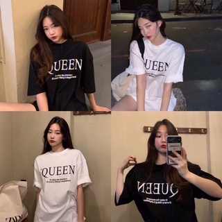 Fashion เสื้อยืด Queen สไตล์เกาหลีน่ารัก โอเวอร์ไซส์เสื้อยืดผ้านิ่ม แขนสั้น เนื้อผ้าดีโปร่งสบาย รุ่น Q6688