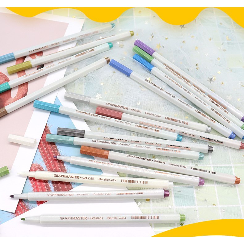 graphmaster-metallic-ปากกาหัวพู่กัน-เมจิก-18-สี