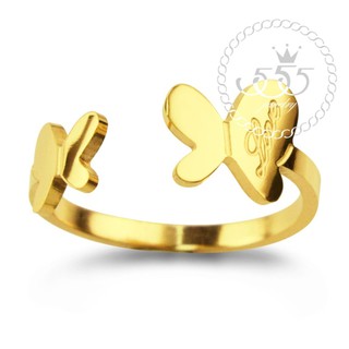 555jewelry เครื่องประดับ ผู้หญิง แหวน สแตนเลสสตีล - แหวนน่ารักลายผีเสื้อ สี ทอง รุ่น MNC-R692-B (RB43)