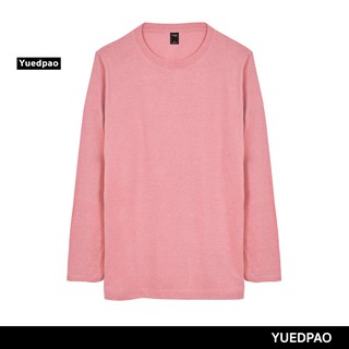 สินค้า Yuedpao ยอดขาย No.1 รับประกันไม่ย้วย 2 ปี เสื้อยืดเปล่า เสื้อยืดสีพื้น เสื้อยืดแขนยาว_สีพีช