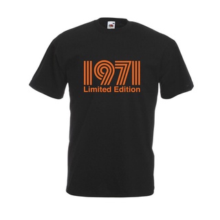 De32wew632 เสื้อยืด ผ้าฝ้าย ลายข้อความ 1971 Limited Edition สีส้ม สีดํา สําหรับผู้ชาย POI32SDF17189