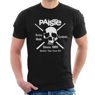 ใหม่ เสื้อยืดลําลอง แขนสั้น พิมพ์ลาย Paiste Skull Cymbalince 1901 Drummer Drum52 สําหรับผู้ชาย