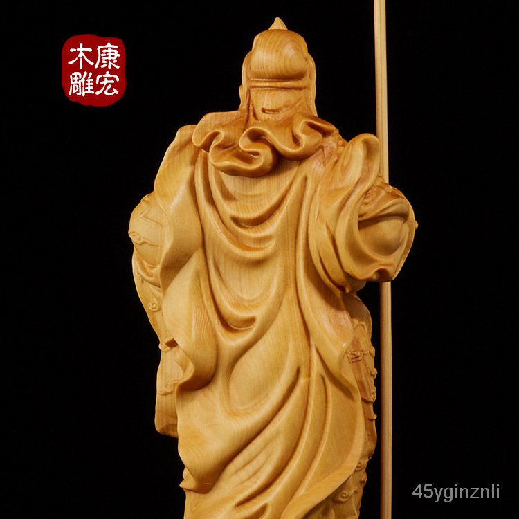 yueqing-boxwood-ไม้แกะสลัก-wucai-god-lidao-guan-gong-รูปแกะสลักงานฝีมือไม้เครื่องประดับของขวัญ-seln