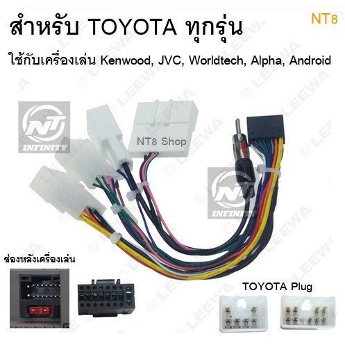 ชุดปลั๊กตรงรุ่น-toyota-พร้อมสายวิทยุ-สำหรับ-2din-kenwood-jvc-worldtech-alpha-android