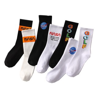 สินค้า KAFU D83 รูปแบบตัวอักษรยุโรปและอเมริกาถุงเท้ากีฬาและการพักผ่อนถุงเท้าผ้าฝ้ายสไตล์