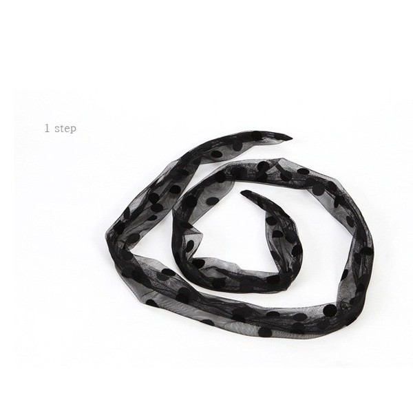 korean-hairband-ที่คาดผม-ผ้าซีทรู-สีดำลายจุด-ส่งฟรี