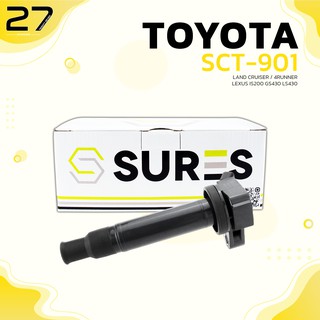 คอยล์จุดระเบิด SURES - TOYOTA LAND CRUISER V8 98-07 / 4 RUNNER / LEXUS IS 200 / IS 300 / GS 430 / LS 430 รหัส SCT-901