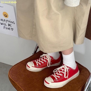 มีสินค้า📣📯2022 ใหม่เวอร์ชั่นเกาหลีเปิดยิ้มรองเท้าผ้าใบสีแดงขนาดใหญ่ของผู้หญิงย้อนยุครองเท้าผ้าใบทั้งหมด