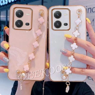 เคสป้องกันโทรศัพท์มือถือ VIVO V25 V25e Y02S Y16 Y22 Y22S Y35 4G 5G 2022 NEW Handphone Casing Fashion Phone Case with Bracelet All-Pack Protection Back Cover Girls Black Softcase VIVOV25e VIVOY35 VIVOY16