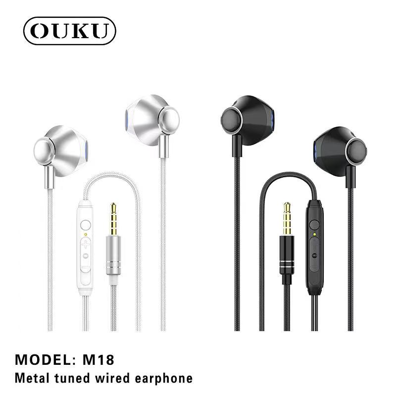 ภาพหน้าปกสินค้าNEW OUKU M18 หูฟัง Metal tuned Wired earphone in-ear แจ็ค 3.5 mm พร้อมไมโครโฟนในตัว สำหรับมือถือ แท็บเล็ต โน็ตบุ๊ค จากร้าน oukuofficialstore บน Shopee