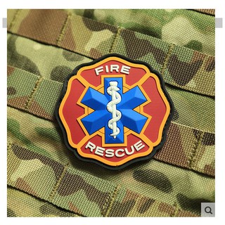 FIRE & RESCUE 3D PVC patch EMS MEDIC MED CROSS emblem armband FIRE RESCUE Maltese Cross Star of Life  Patch Badges