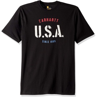 เสื้อยืดโอเวอร์ไซส์เสื้อยืดแขนสั้น พิมพ์ลายกราฟฟิค Carhartt Lubbock USA สําหรับผู้ชายS-3XL