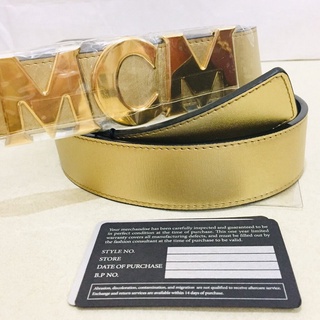 Mcm belt เข็มขัดสีทอง ใช้ได้ด้านเดียว ขนาด 110 รูแรก 34 รูสุดท้าย 38 ความยาวทั้งเส้น 42 นิ้ว