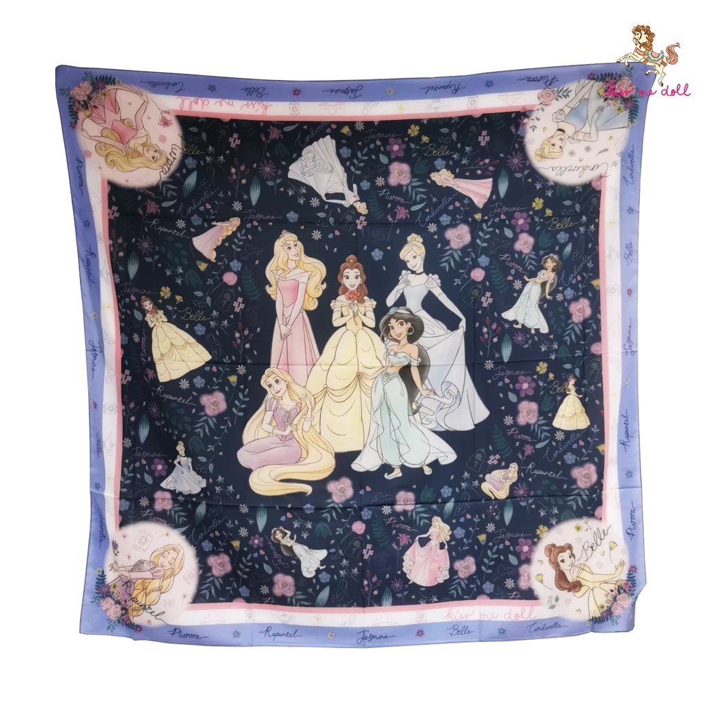 ภาพหน้าปกสินค้าKiss Me Doll - ผ้าพันคอ/ผ้าคลุมไหล่ Disneyลาย Princess Blooming ขนาด100x100 cm.