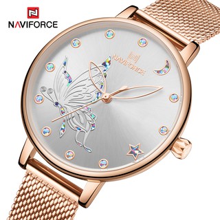 ภาพย่อรูปภาพสินค้าแรกของNaviforce 5011 นาฬิกาข้อมือควอตซ์แฟชั่น สายแสตนเลส ลายผีเสื้อ สวยงาม สําหรับสุภาพสตรี