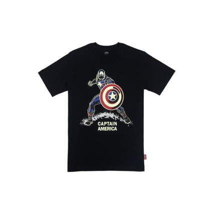 แฟชั่นยูนิเซ็กซ์-เสื้อยืดมาร์เวล-กัปตันอเมริกา-marvel-9244-cap-เรืองแสงในที่มืด