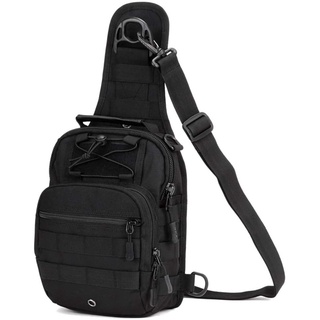 [Protector Plus] Tactical Military MOLLE Sling Chest Bag สีดำ (Black) กระเป๋าสะพายข้าง/กระเป๋าคาดอก/ยุทธวิธีทหาร/เดินป่า