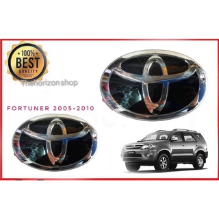 แผ่นป้าย 1 ชุด ป้ายโลโก้Toyota Fortuner เก่า 2005-2010ก่อนรุ่น Fortuner Champ หน้าและหลังแบบเคลือบแก้วสีดำ16+13**มาร้านน