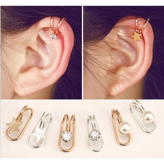 เช็ครีวิวสินค้าต่างหูหนีบ ไม่เจาะ earcuff ตุ้มหูคลิปแฟชั่นเกาหลี 📌(ขั้นต่ำ2ชิ้น)