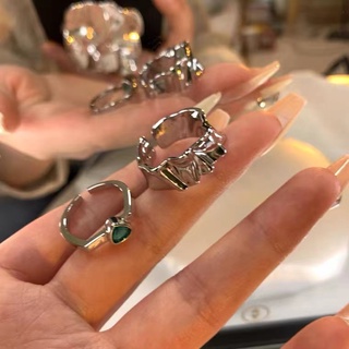 💕การจัดส่งที่รวดเร็ว 💕แหวนไม่สม่ำเสมอ,แหวนสีขุมทรัพย์สีเขียว,แหวนแฟชั่นสำหรับสุภาพสตรี