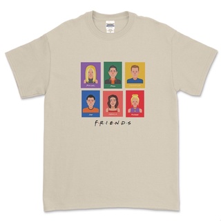 ROUND คอลูกเรือเสื้อยืด ลายแฟนอาร์ต Friends-4XL