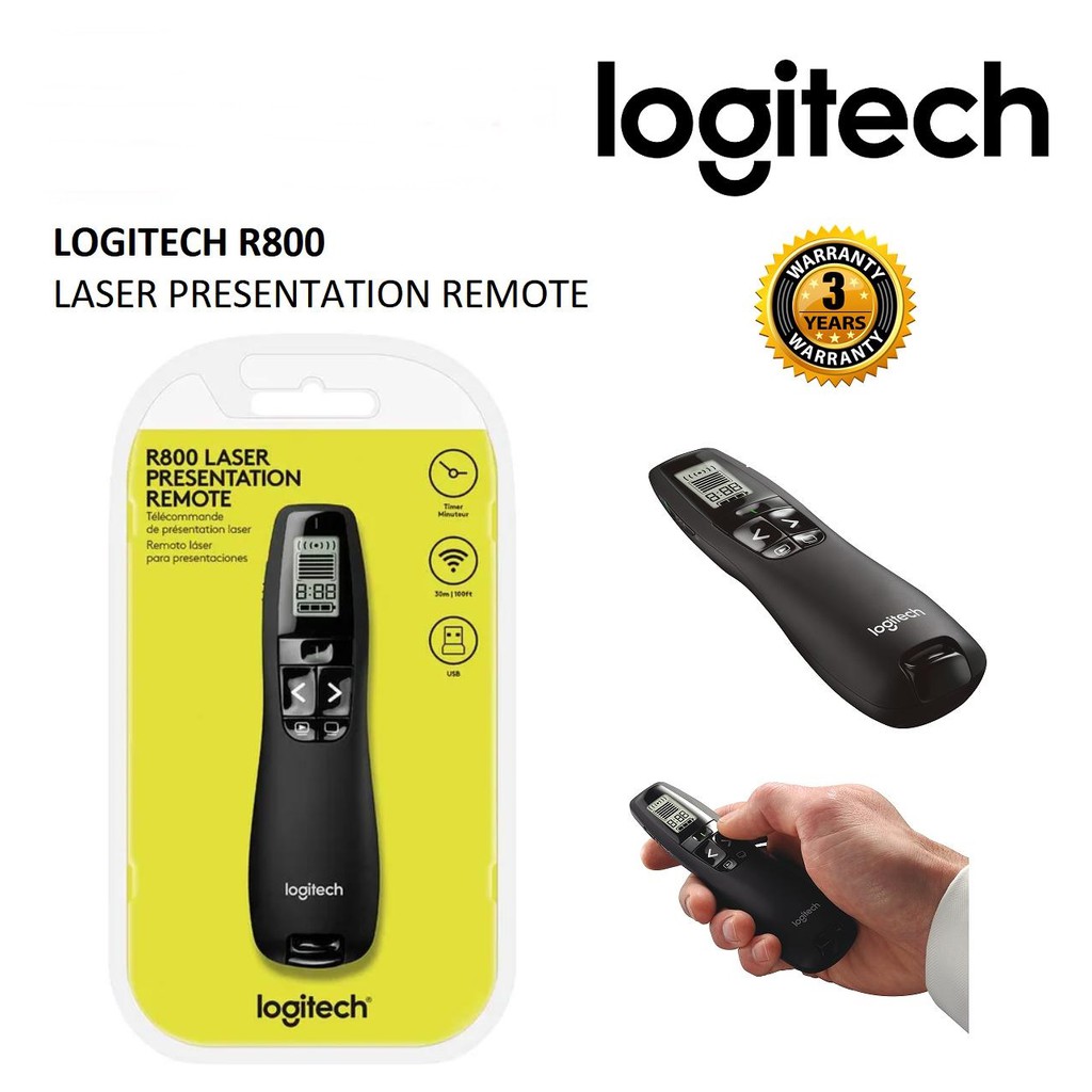 เลเซอร์พอยเตอร์ LOGITECH PRESEN R800 WIRELESS CORDLESS LCD Warranty 3 ...
