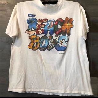 เสื้อยืดวงดนตรีผ้าฝ้ายแท้ คอลูกเรือเสื้อยืดแขนสั้น พิมพ์ลายตัวอักษร The Beach Boys สไตล์วินเทจ สําหรับผู้ชาย และผู้หญิงS