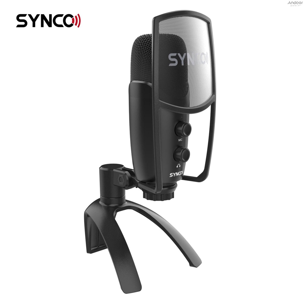 synco-cmic-v2-ไมโครโฟนคอนเดนเซอร์-usb-คาร์ดิออยด์-192khz-24bit-ปุ่มเดียว-เรียลไทม์-พร้อมฟิลเตอร์ป๊อป-สําหรับสมาร์ทโฟน-แล็ปท็อป-พีซี-ไลฟ์สตรีมมิ่ง