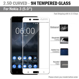 ฟิล์มกันรอย กระจก นิรภัย เต็มจอ for Nokia 3 สีขาว (5.0") Premium Tempered Glass 9H 2.5D - ฺWhite