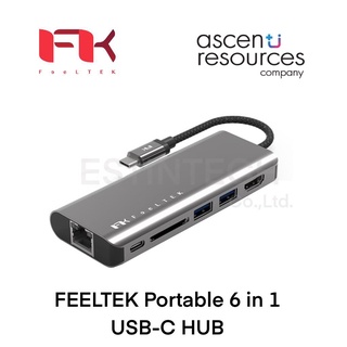 USB HUB (ยูเอสบีฮับ) FEELTEK Portable 6 in 1 USB-C HUB ของใหม่ประกัน 2 ปี