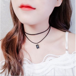 สร้อยคอ โชคเกอร์ Choker+จี้สี่เหลี่ยม