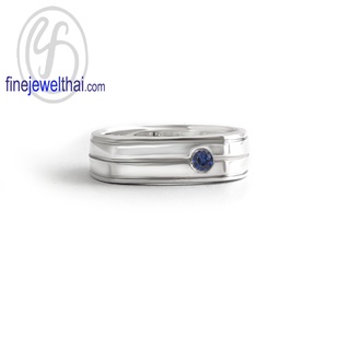 Finejewelthai-แหวนไพลิน-ไพลินแท้-แหวนเงินแท้-พลอยประจำเดือนเกิด-Blue-Sapphire-Silver-Ring-Birthstone-R1423bl
