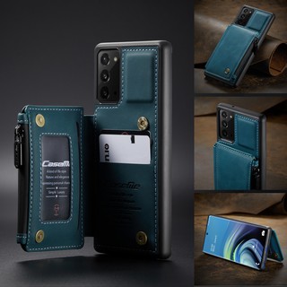 เคส Galaxy Note20+Note20Ultra⭐สอง กระดุม กระเป๋าสตางค์ วงเล็บ หนังแท้ พลิกซองโทรศัพท์⭐Note10+Note9⭐Caseme Double Clasp Leather Case⭐Samsung Note10Pro Note10Plus